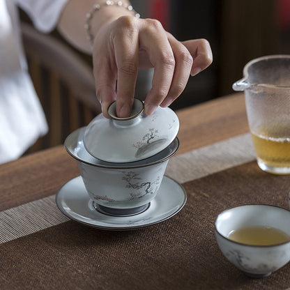 Art Tea Cup JianZhan Tenmoku Scenery Gai Wan