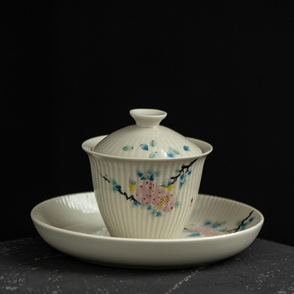Art Tea Cup JianZhan Tenmoku Plant Gai Wan