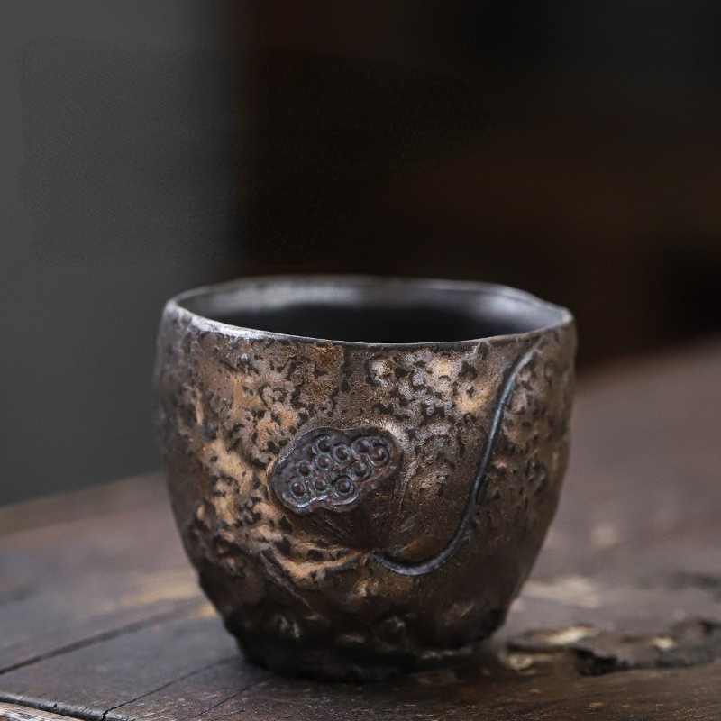 Art Tea Cup JianZhan Tenmoku Tea Cup Lotus
