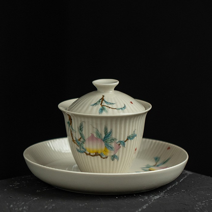 Art Tea Cup JianZhan Tenmoku Plant Gai Wan