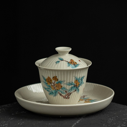 Art Tea Cup JianZhan Tenmoku Plant Gai Wan