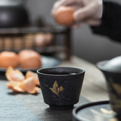 Art Tea Cup JianZhan Tenmoku Silver Spot Tea Set