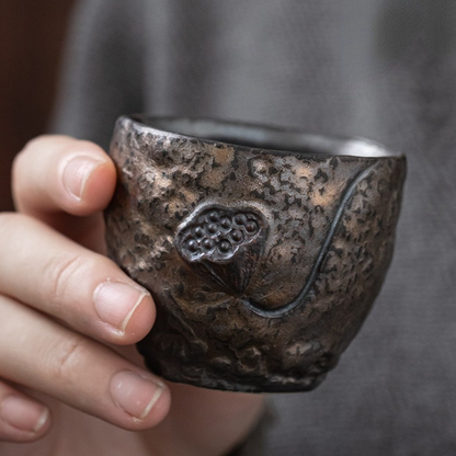Art Tea Cup JianZhan Tenmoku Tea Cup Lotus