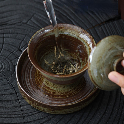 Art Tea Cup JianZhan Tenmoku Mottled Gai Wan