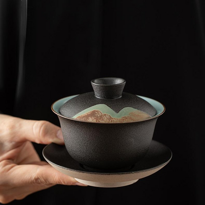 Art Tea Cup JianZhan Tenmoku Gai Wan Far Mountain