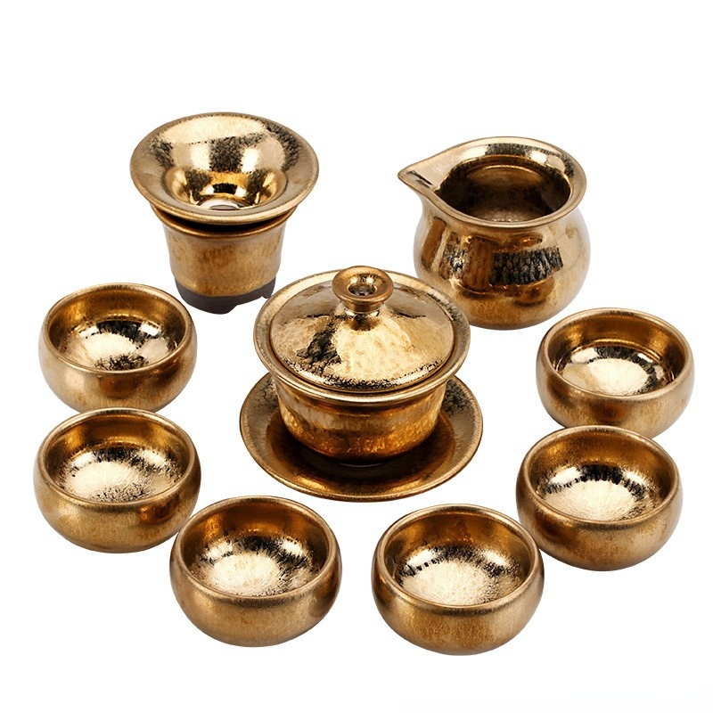 Art Tea Cup JianZhan Tenmoku Gilt Tea Set