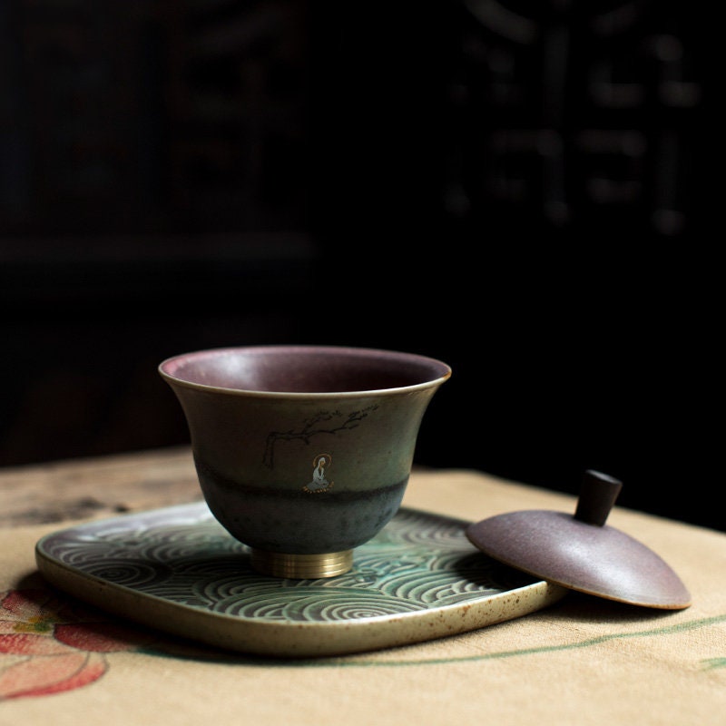 Buddha Painted Gaiwan Tea Cup