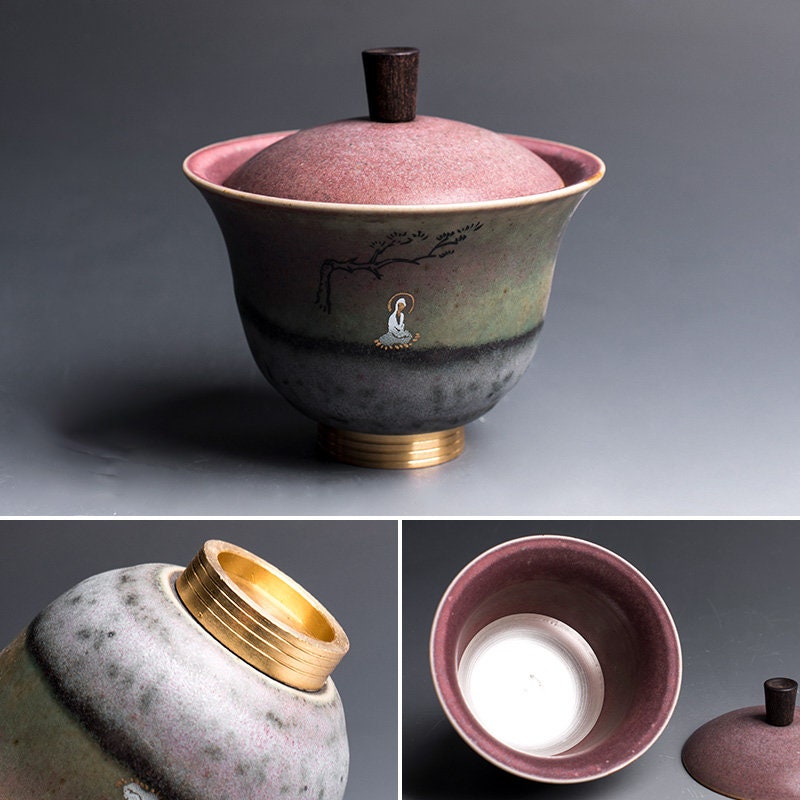 Buddha Painted Gaiwan Tea Cup