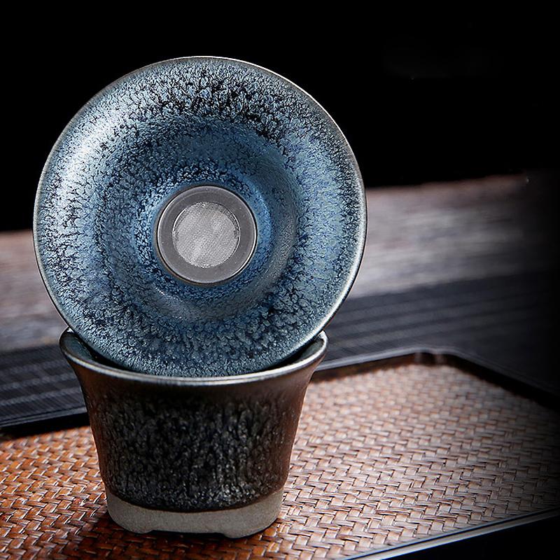 Art Tea Cup JianZhan Tenmoku Tea Set Glacier