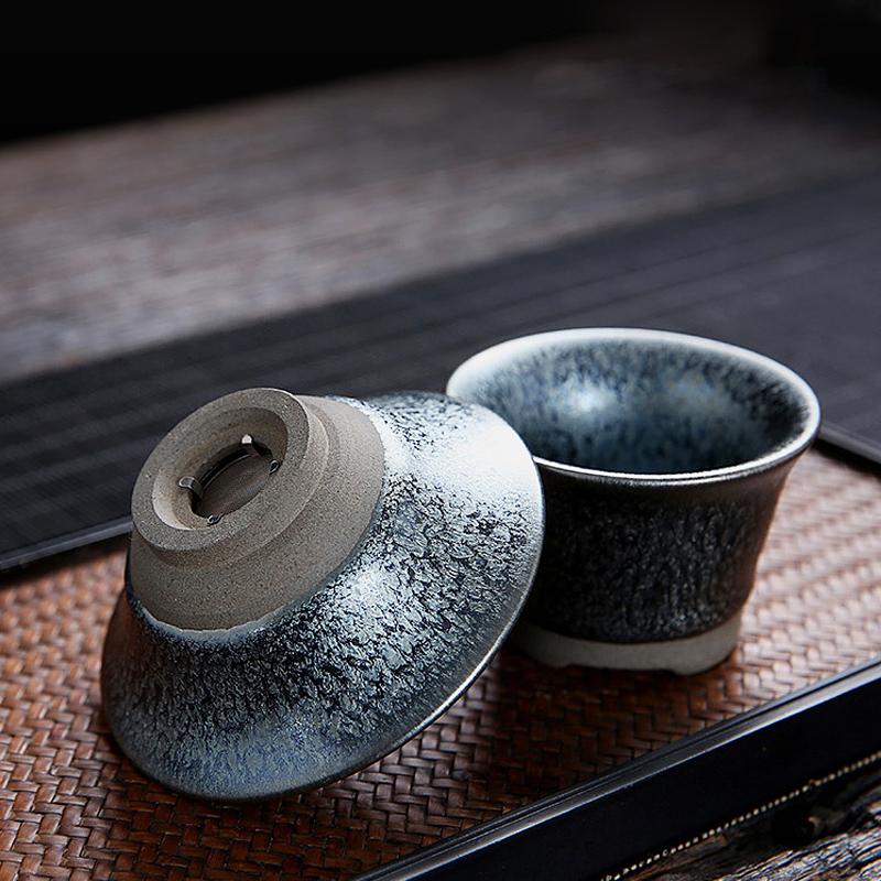 Art Tea Cup JianZhan Tenmoku Tea Set Glacier