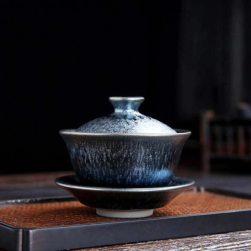 Art Tea Cup JianZhan Tenmoku Tea Set Glacier