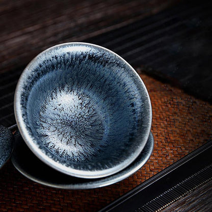 Art Tea Cup JianZhan Tenmoku Tea Set Glacier