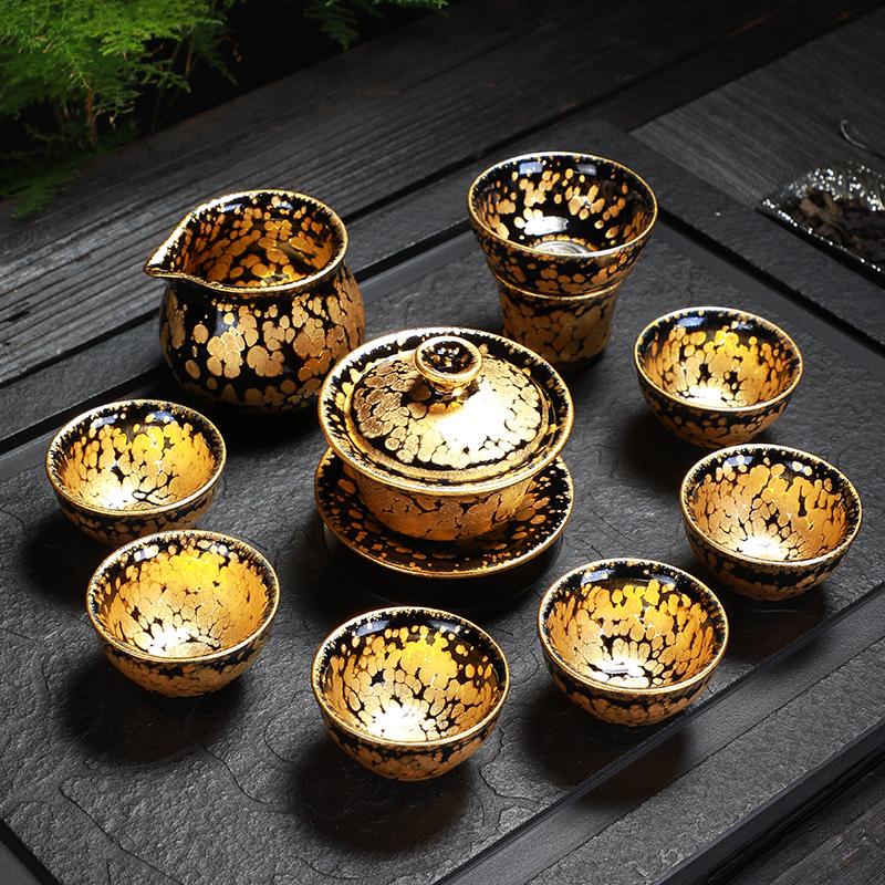 Art Tea Cup JianZhan Tenmoku Tea Set Gold