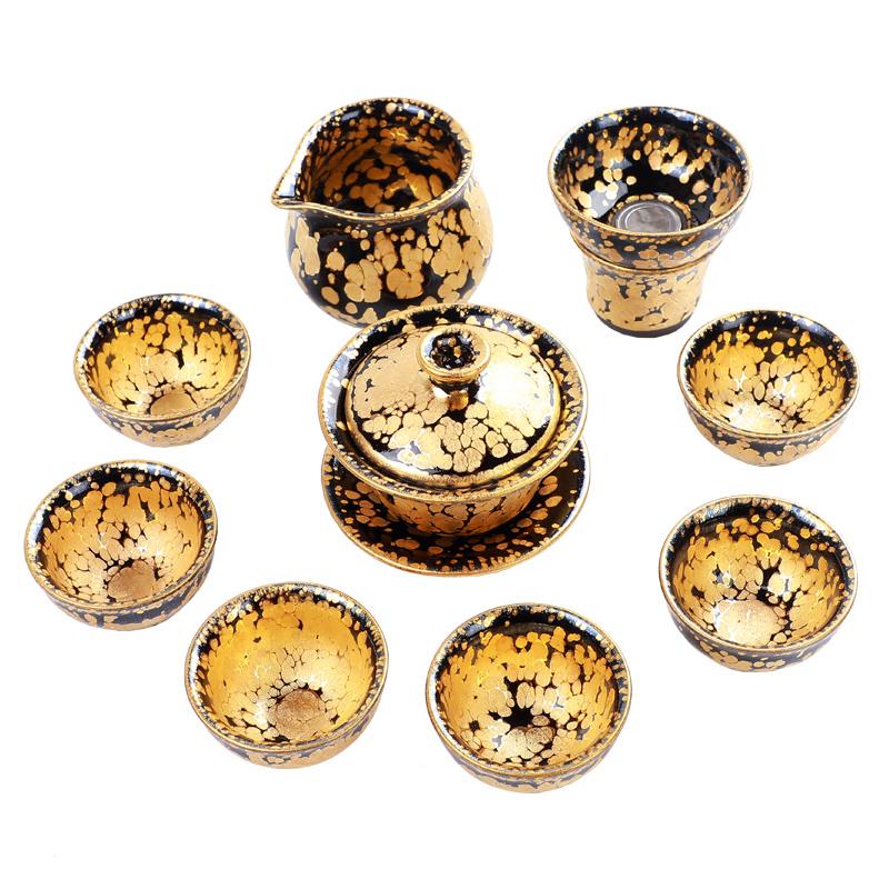 Art Tea Cup JianZhan Tenmoku Tea Set Gold