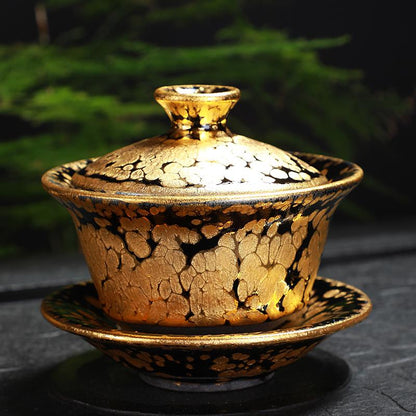 Art Tea Cup JianZhan Tenmoku Tea Set Gold