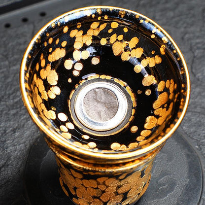 Art Tea Cup JianZhan Tenmoku Tea Set Gold