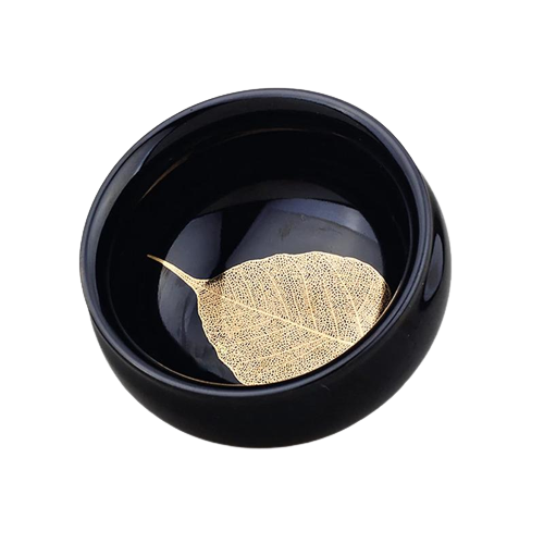 Golden Leaf Tenmoku Ceramic Tea Cup