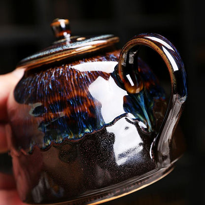Art Tea Cup JianZhan Tenmoku Teapot Golden Peacock