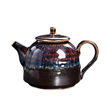 Golden Peacock Tenmoku Ceramic Teapot