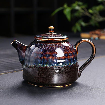 Art Tea Cup JianZhan Tenmoku Teapot Golden Peacock