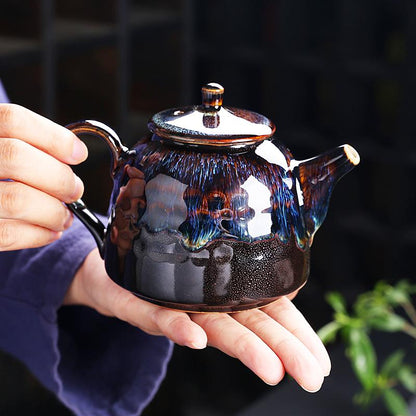 Art Tea Cup JianZhan Tenmoku Teapot Golden Peacock