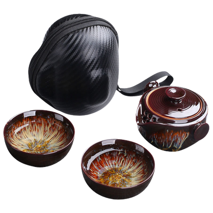 Portable Travel Tea Set - Kiln-Fired Tea Cup