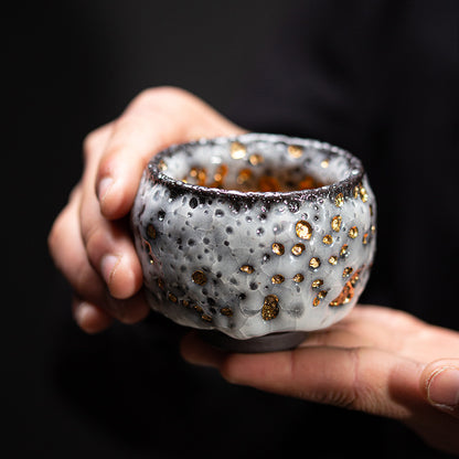 Gold-Flecked Kiln-Fired Tea Cup