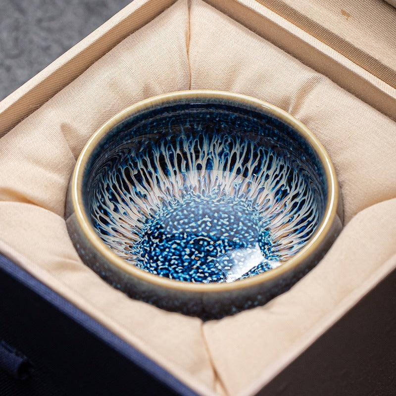 Blue Glaze Texture Tea Cup Gift Set