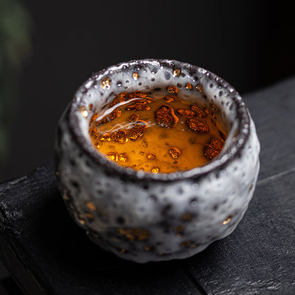 Gold-Flecked Kiln-Fired Tea Cup