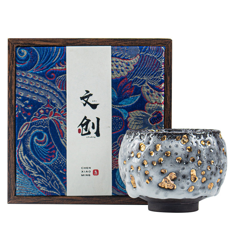 Gold-Flecked Kiln-Fired Tea Cup