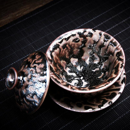 Art Tea Cup JianZhan Tenmoku Tea Set Oni
