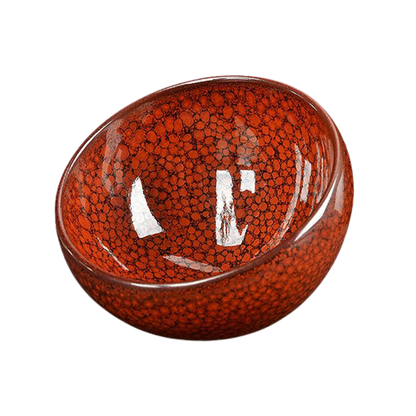 Orange Flow Tenmoku Ceramic Teacup Bowl