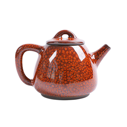 Orange Flow Tenmoku Ceramic Teapot