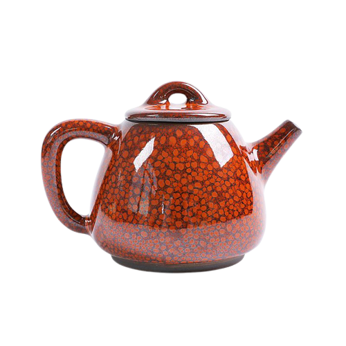 Orange Flow Tenmoku Ceramic Teapot