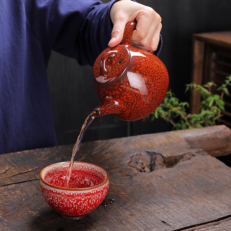Art Tea Cup JianZhan Tenmoku Orange Teapot