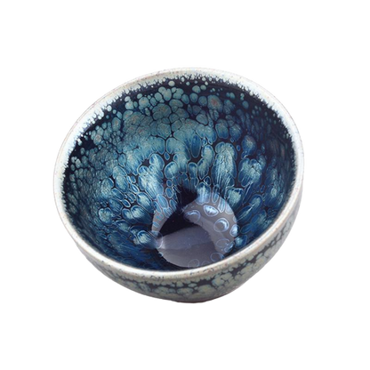 Mirror Swirl Tenmoku Ceramic Tea Cup