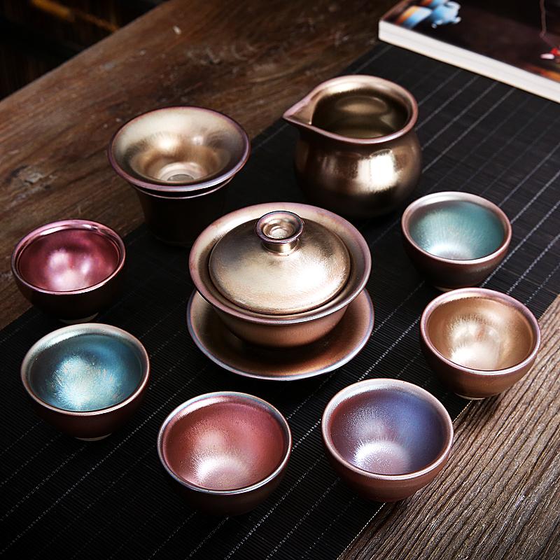 Art Tea Cup JianZhan Tenmoku Tea Set Rainbow