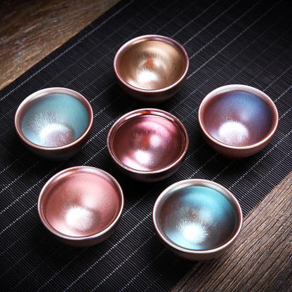 Art Tea Cup JianZhan Tenmoku Tea Set Rainbow