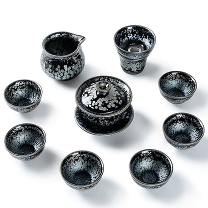 Art Tea Cup JianZhan Tenmoku Tea Set Snowflake