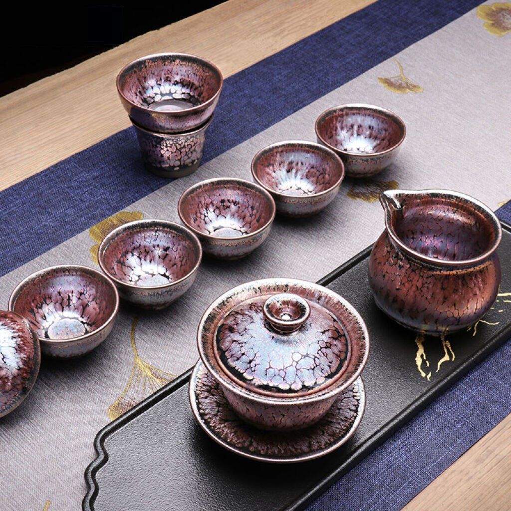 Art Tea Cup JianZhan Tenmoku Tea Set Succulent