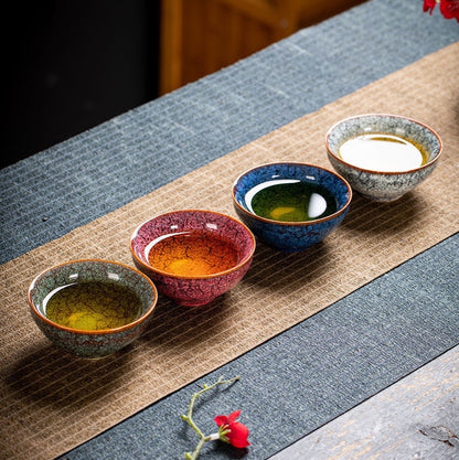 Art Tea Cup Four Seasons JianZhan Tenmoku Set