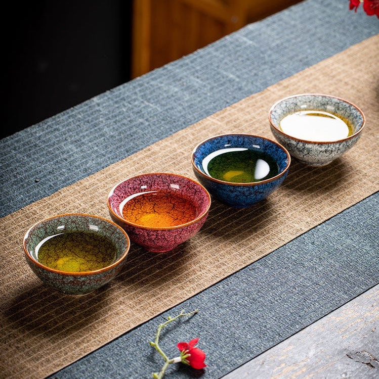 Art Tea Cup Four Seasons JianZhan Tenmoku Set
