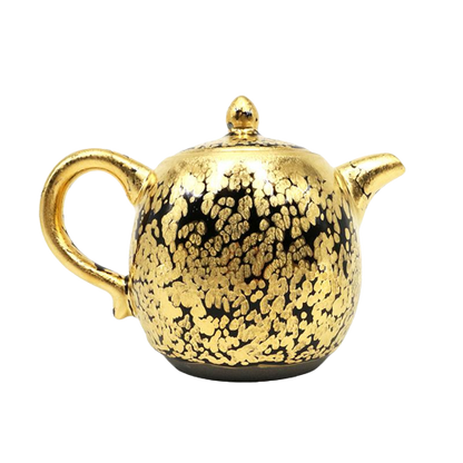 Gold Flow Tenmoku Ceramic Teapot