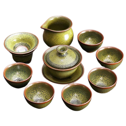 Sunflower Tenmoku Ceramic Tea Cup Set