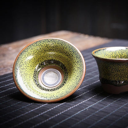 Art Tea Cup JianZhan Tenmoku Tea Set Sunflower